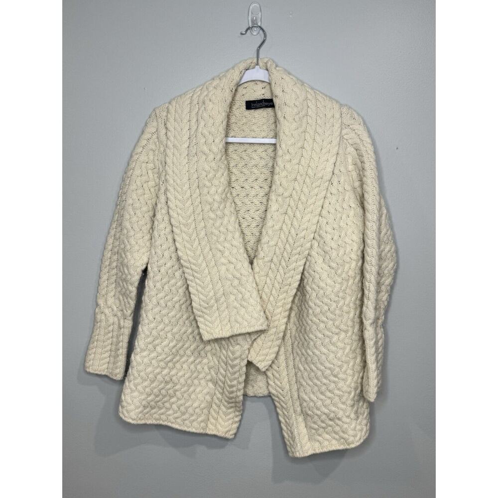 Irelandseye 100% Wool Cable Knit Asymmetrical Long Sleeve Size S